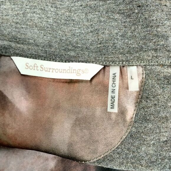 Soft Surroundings Tunic Top Womens Size L Multi Watercolor Artsy Asymmetrical - Picture 10 of 12